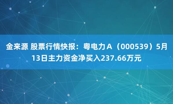 金来源 股票行情快报：粤电力Ａ（000539）5月13日主力资金净买入237.66万元
